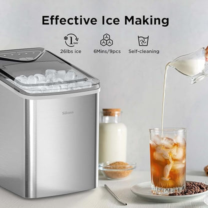Silonn Ice Makers Countertop, 9 Cubes Ready in 6 Mins, 26lbs in 24Hrs, - Image 2