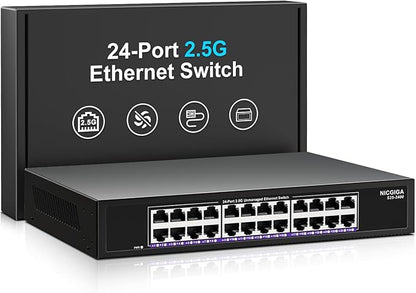 24 Port 2.5Gb Ethernet Switch Unmanaged, NICGIGA 24 Port 2.5G Network Switch by NICGIGA