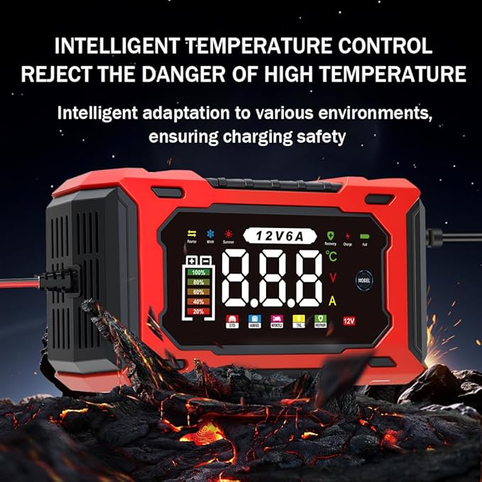 6-Amp 12V Smart Car Battery Charger, Battery Maintainer Trickle Charger - Image 5
