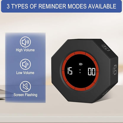 GuDoQi Digital Productivity Timer, Octagon Rotating Pomodoro Timers - Image 6