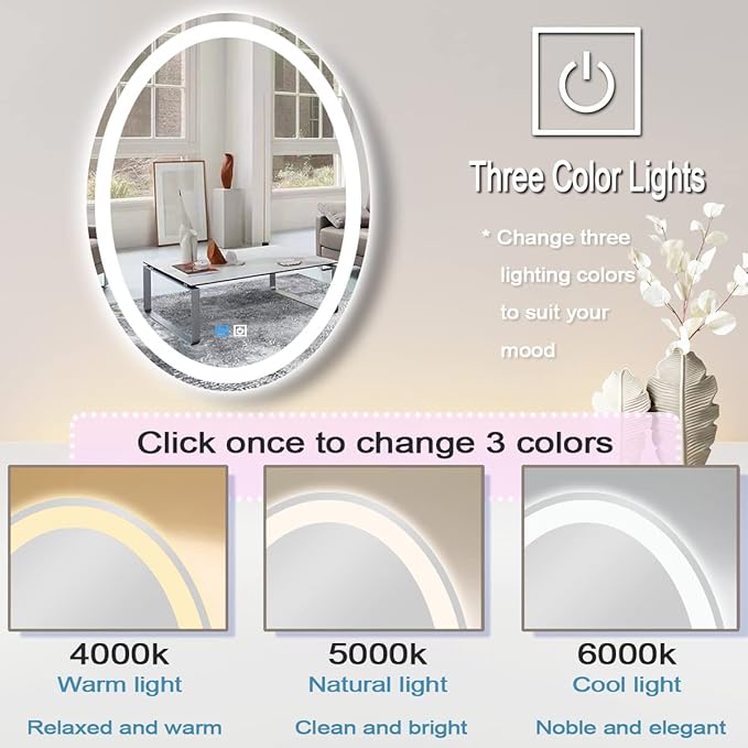24 x 32 Inch Oval Vanity Mirror - Image 4