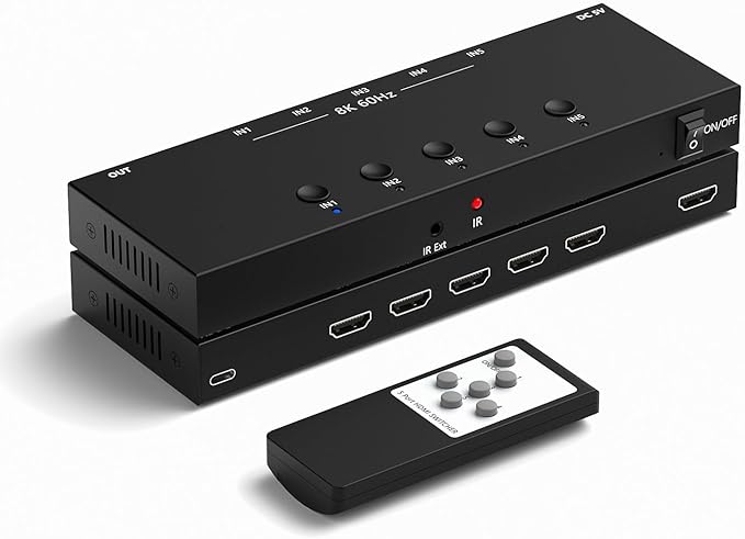 Y.D.F 8K@60Hz HDMI Switcher 5 in 1 Out Aluminum Support 4K@120Hz HDR10+ HDCP by YDF