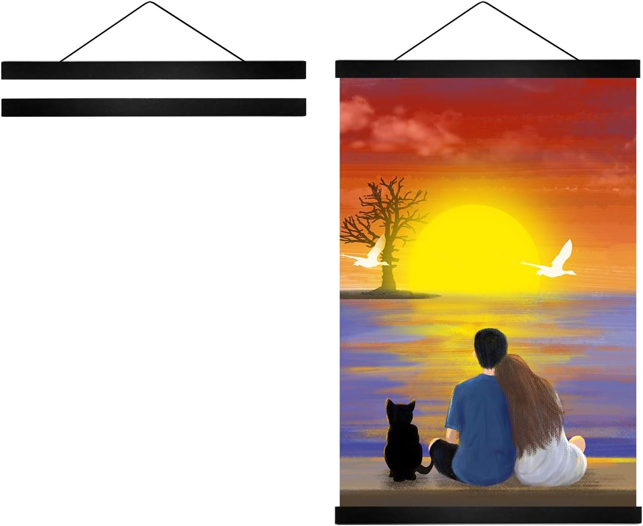 Radezon 16 inch Wide Magnetic Poster Hanger Frame, 16x20 16x24 16x22 Wood Frame for Posters, Prints, Photos, Pictures, Maps, Scrolls, and Artwork - Wall Hanging Wooden Frame