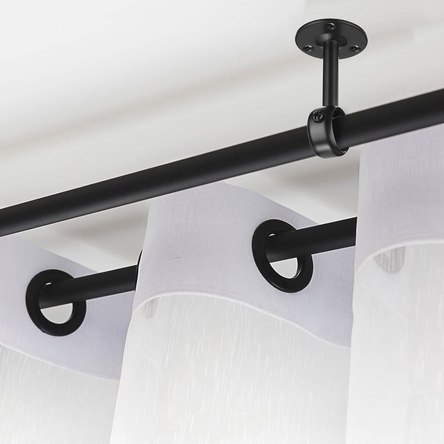 Qunclay 16 Pack 1 Inch Curtain Rod Ceiling Mount Bracket Heavy Duty Flange Closet Rod Holder Wardrobe Pole Holder for Home Kitchen Shelf Wall Window Room with Screws