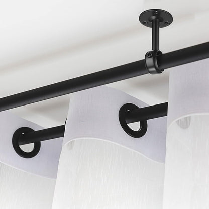 Qunclay 16 Pack 1 Inch Curtain Rod Ceiling Mount Bracket Heavy Duty Flange Closet Rod Holder Wardrobe Pole Holder for Home Kitchen Shelf Wall Window Room with Screws