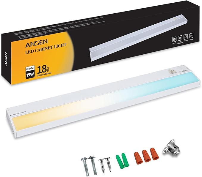 Ansen Hardwired Under Cabinet Lighting, 18inch 15W LED Light by ANSEN