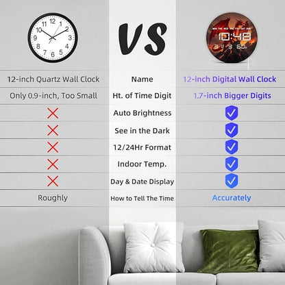 Timethink 12'' Red Fire Dragon Digital Wall Clock LED Display, Fantasy Medieval - Image 8