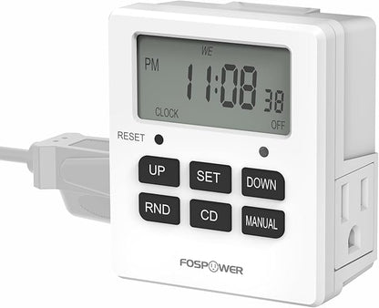 Fospower 7 Day Digital Timers for Electrical Outlets Indoor, Heavy Duty Dual by FosPower