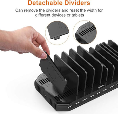 Alxum 60W 10 Port USB Charging Station Multiple Charger Station, USB Organizer - Image 6