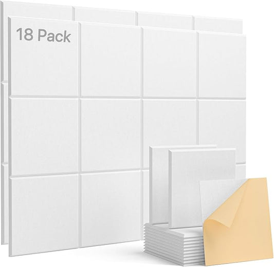 Acoustic Panels 18 Pack Square Soundproof Wall Panels Self-Adhesive, Acoustic by Soundsbay
