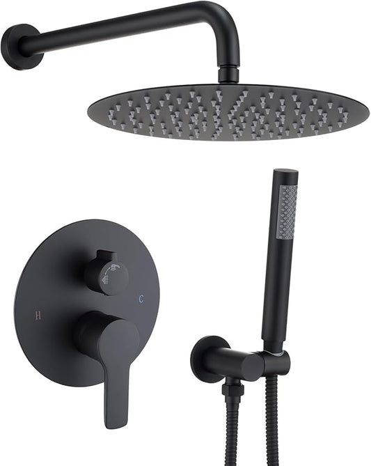 Iriber Matte black Shower System Wall Mounted Shower Faucet Mixer Set by Iriber