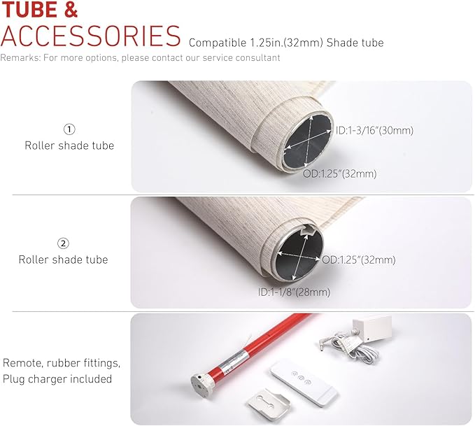 Rollerhouse 1.25" Battery Powered Electric Shade Motor Blinds Tubular Motor - Image 2