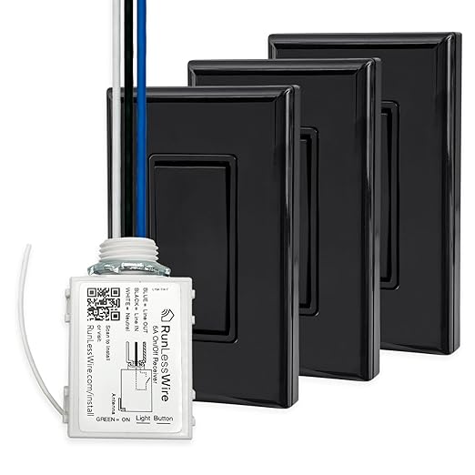 RunLessWire 4-Way Battery-Free DIY Wireless Light Switch Kit 150ft RF Range by RunLessWire