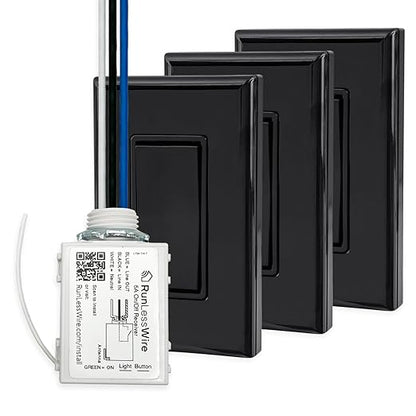 RunLessWire 4-Way Battery-Free DIY Wireless Light Switch Kit 150ft RF Range by RunLessWire