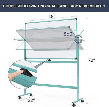 Rolling Whiteboard, 48x32 Inches Dry Erase Board - Image 3