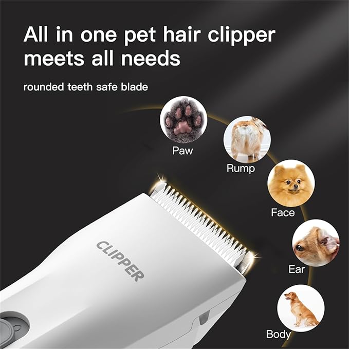 Prowerful Home Professional Dog Grooming Kit Clipper Low Noise USB Rechargeable - Image 3