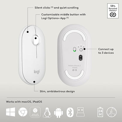 Logitech Pebble 2 Combo, Wireless Keyboard and Mouse, Quiet and Portable - Image 7