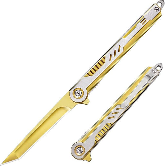 Cool Pocket Knife Gifts for Men, EDC Tanto Blade Folding Knives by FUNBRO