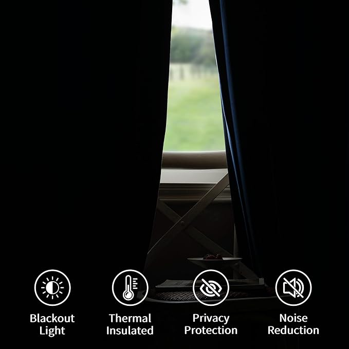 FMFUNCTEX Velvet Blackout Curtains Navy Blue Thermal Insulated Curtains - Image 4