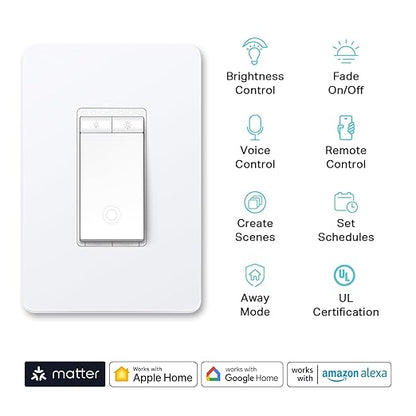 Kasa Smart Kasa Matter Smart Dimmer Switch: Voice Control w/Siri, Alexa & - Image 2