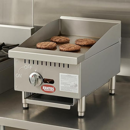 Kratos 15" Wide Commercial Countertop Griddle, Gas Hot Plate - Image 3