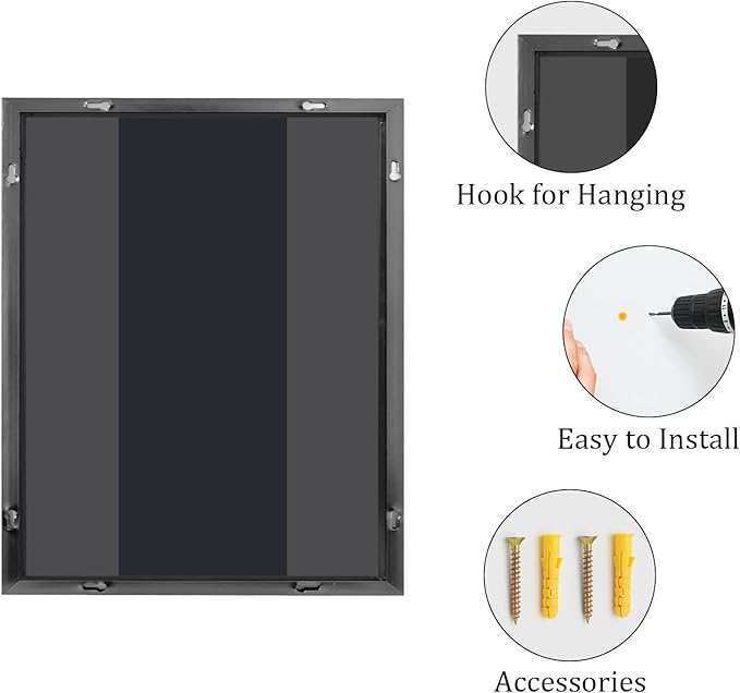Koonmi 20x30 Inch Black Metal Framed Bathroom Mirror - Image 7