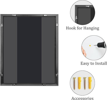 Koonmi 20x30 Inch Black Metal Framed Bathroom Mirror - Image 7