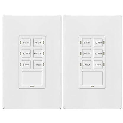 TG 4 Hour No Neutral Wire Countdown Timer Switch, 5-10-30-60 Min, 2-4 Hour by TG