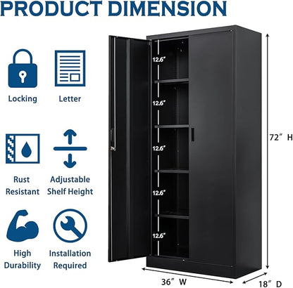 Storage Cabinet, 72 Inch Tall Metal Storage Cabinet - Image 3