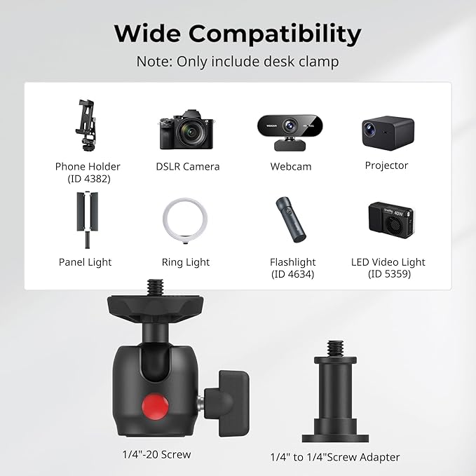 SMALLRIG Camera Desk Mount C Stand, Tabletop C Clamp - Image 2