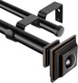 KAMANINA Double Curtain Rods for Windows 72-144 Inches Black Heavy Duty | 1 Inch Telescoping, 6-12 Feet Extra Long, Dual Curtain Rod for Living Room, Sliding Glass Door, Square End