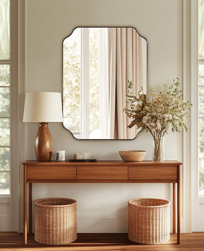ANDY STAR Brushed Gold Mirror, Unique Rectangular Bathroom Mirror - Image 3