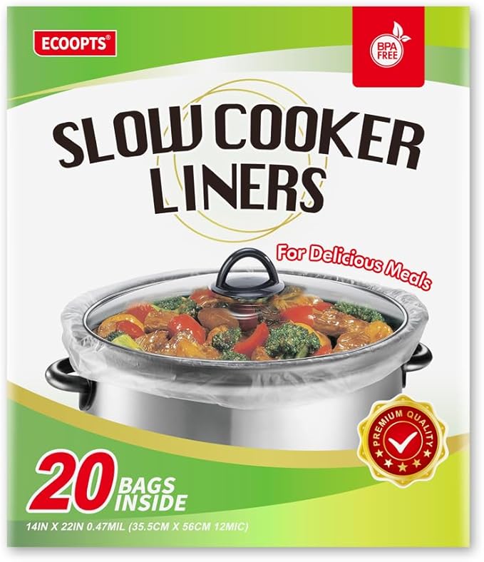 20 Count Disposable Slow Cooker Liners and Cooking Bags | Extra Large Size Fits by ECOOPTS