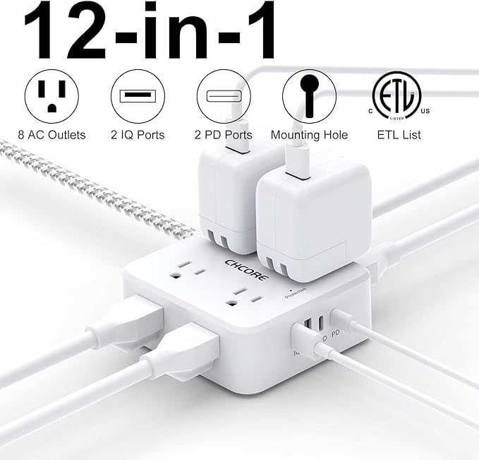 5Ft Flat Plug Braided Extension Cord - Image 2