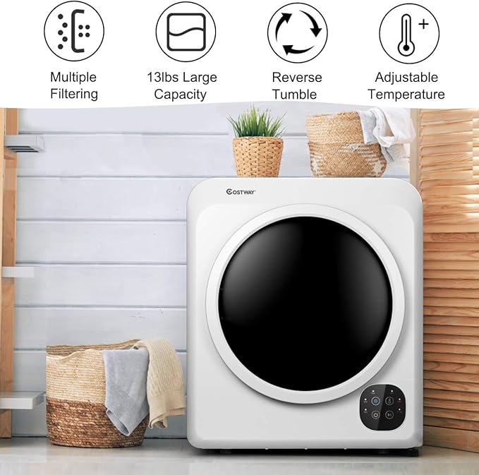 COSTWAY 1700W Electric Portable Clothes Dryer, 13.2 lbs Capacity Front Load - Image 9