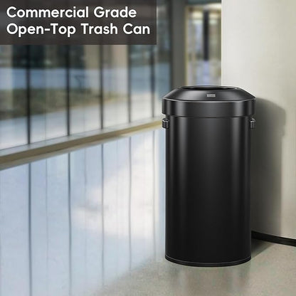 EKO Urban 24 Gallon Round Black Stainless Steel Open Top Waste Bin, Tall - Image 3