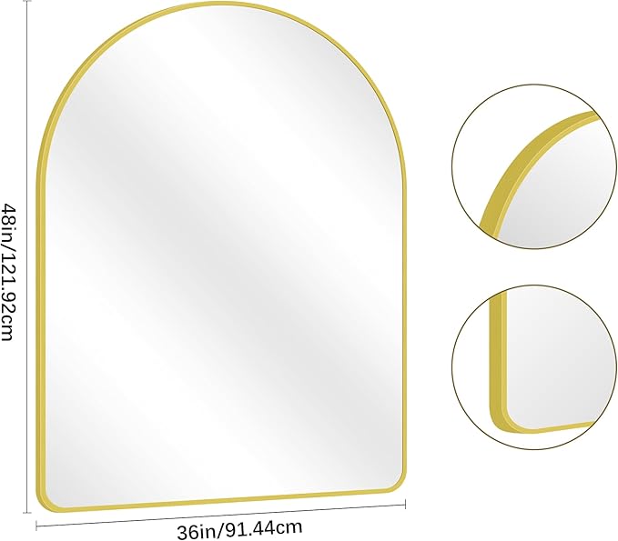 Arched Bathroom Mirror, Wall Mounted Mirror, Living Room, Vertically Hanging or - Image 7