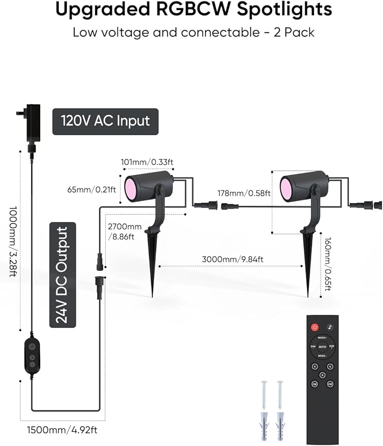 APPECK Smart Outdoor Spot Light 600lm, RGBCW+IC Color Changing Landscape Lights - Image 3