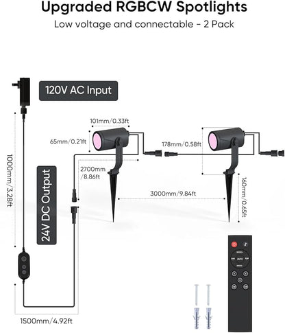 APPECK Smart Outdoor Spot Light 600lm, RGBCW+IC Color Changing Landscape Lights - Image 3