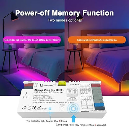 GLEDOPTO ZigBee 3.0 LED Strip Light Controller Pro Max 5 in 1 RGBCCT RGBW RGB - Image 7