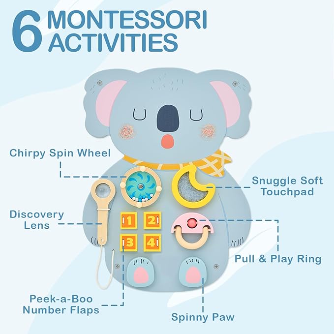 Monläurd® Wooden Koala Sensory Wall Toy, Busy Board - Image 3