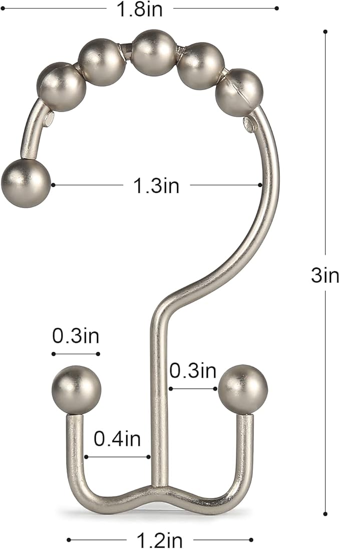 Shower Curtain Hooks, Goowin Shower Curtain Rings, Stainless Steel Shower - Image 3