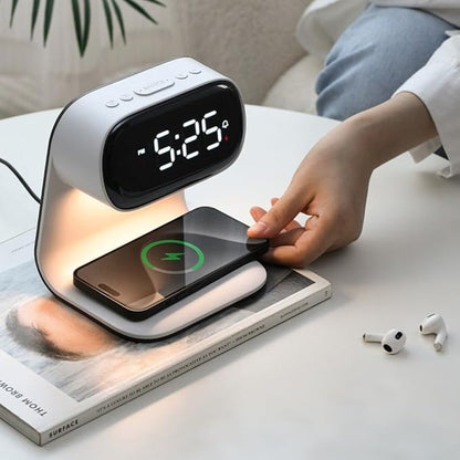 3in1 Multi-Functional Wireless Charging Alarm Clock Smart Night Light Qi - Image 5