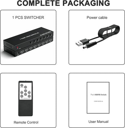 7 Way HDMI Switch 4k@60Hz HDMI Switcher 7 in 1 Out HDCP 2.0 Manual HDMI 2.0 Hub - Image 7