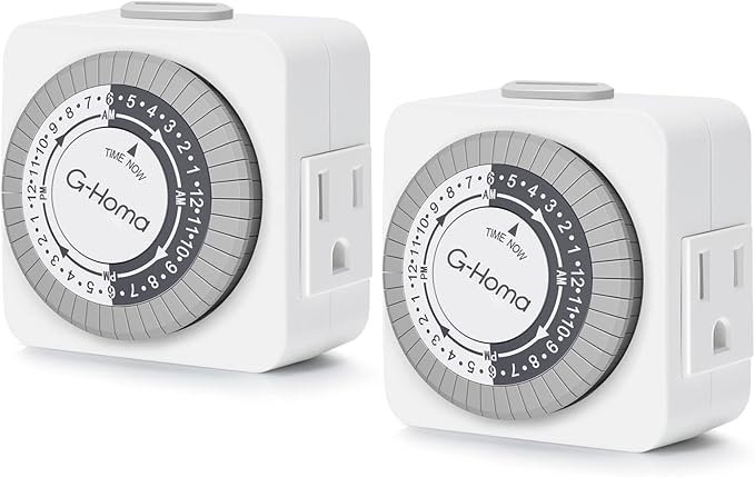 G-Homa Timers for Electrical Outlets, 24 Hour Indoor Plug-in Mechanical Timer by G-Homa