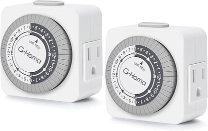 G-Homa Timers for Electrical Outlets, 24 Hour Indoor Plug-in Mechanical Timer by G-Homa