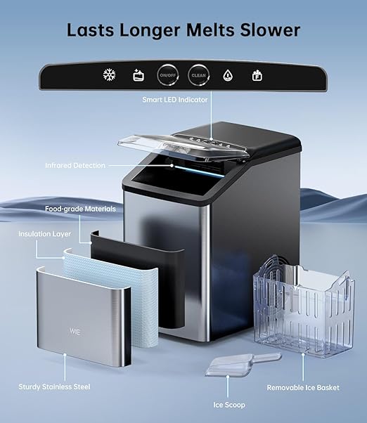 Ice Maker Nugget Countertop 40LBS Pebble Ice Machine, Quick Ice Making - Image 8