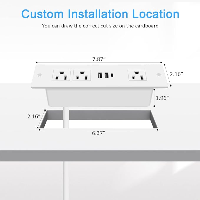 HEZI Recessed Power Strip, Furniture Drawer Outlet - Image 6