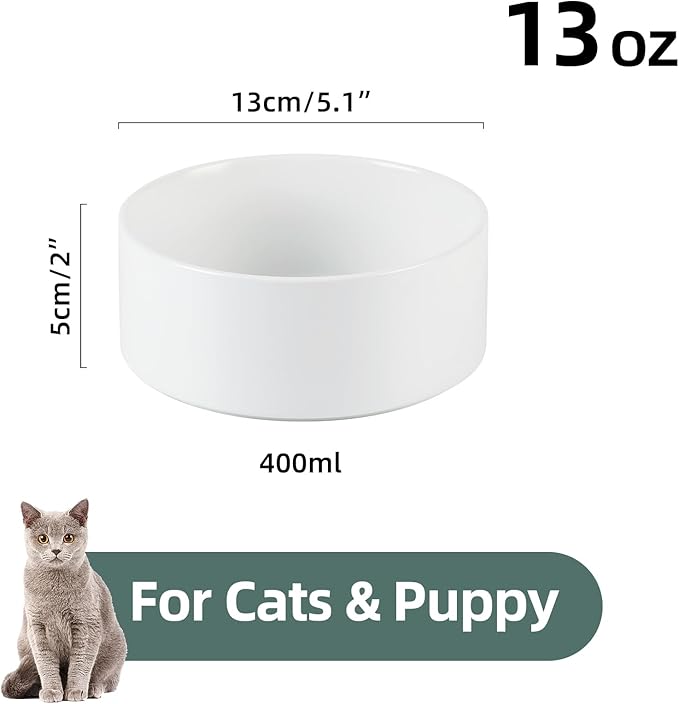 Ceramic 5.1inch Set of 2 Dog and Cat Bowls, Food and Water Feeder - Image 2