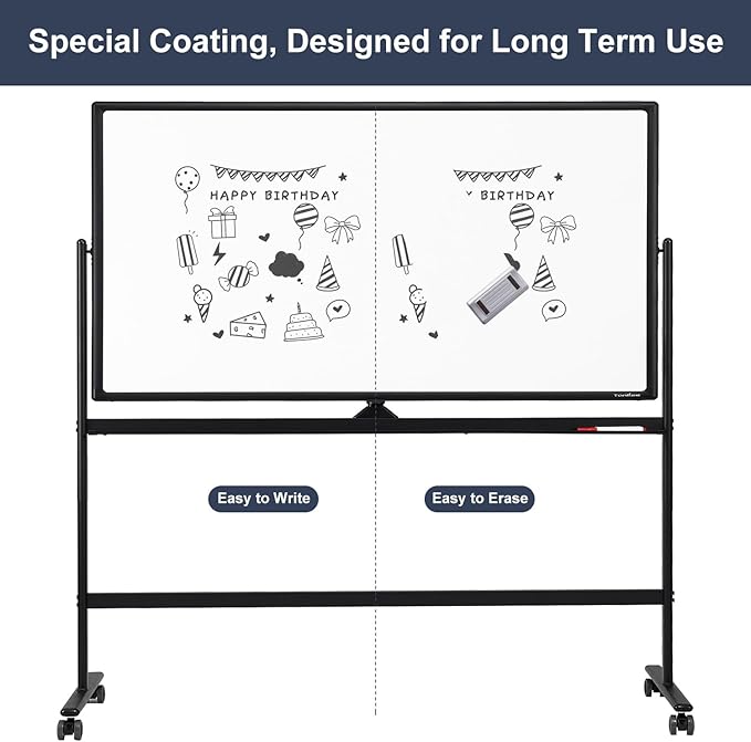 Dry Erase Whiteboard Easel on Wheels - Image 6